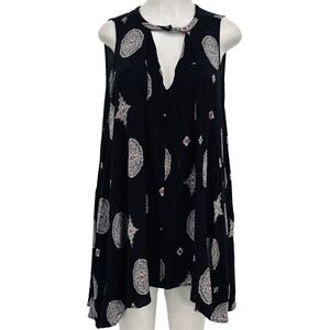 Free People Women's Sleeveless Black Mini Dress Size Small Pullover V-neck Flare